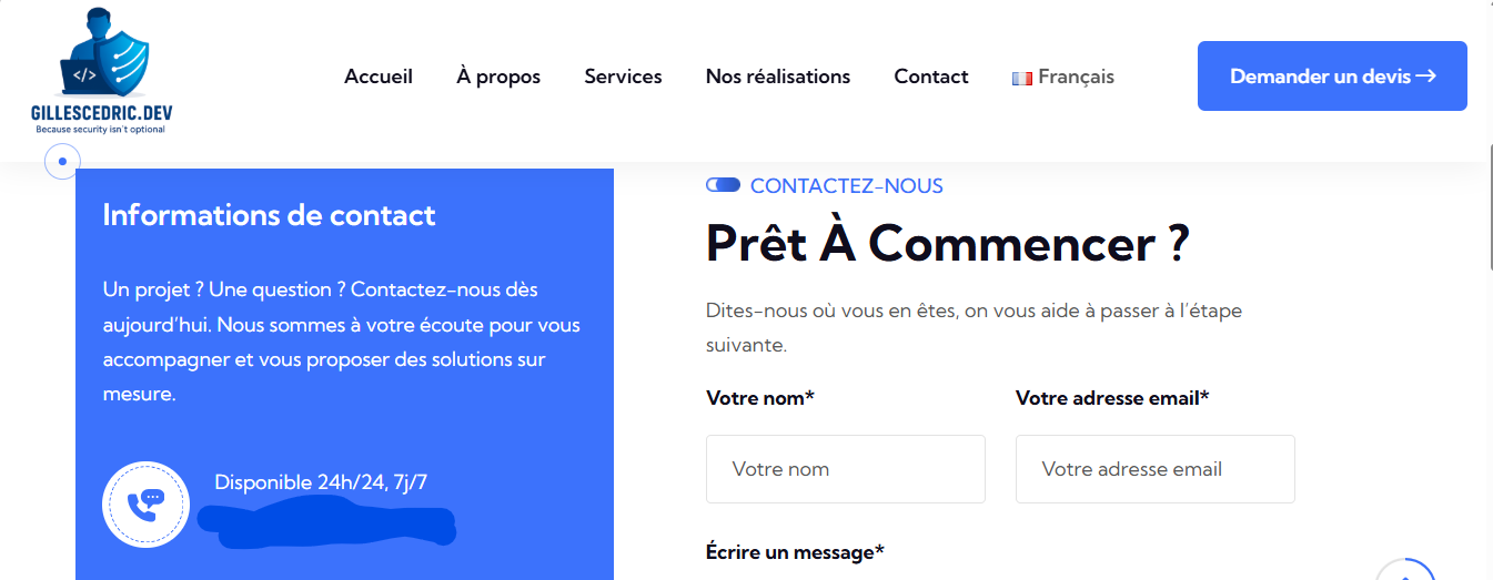 Page Contact avec reCAPTCHA