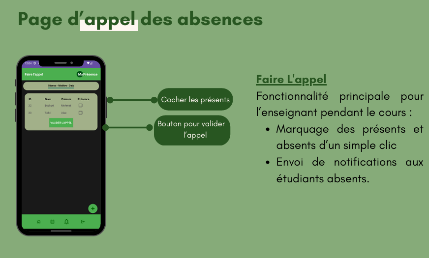 Saisie de présence (appel)